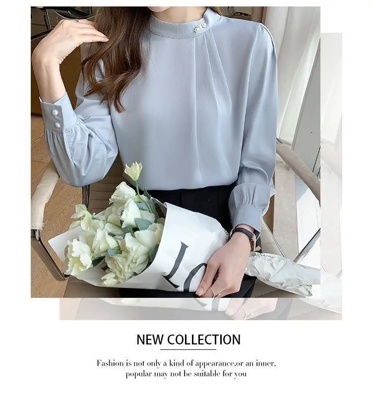 White Fashionable Women's Shirt, Autumn 2026 New Style, Professional Chiffon Blouse, Stylish Loose Fit, Slimming Long-Sleeve Top — feature 15