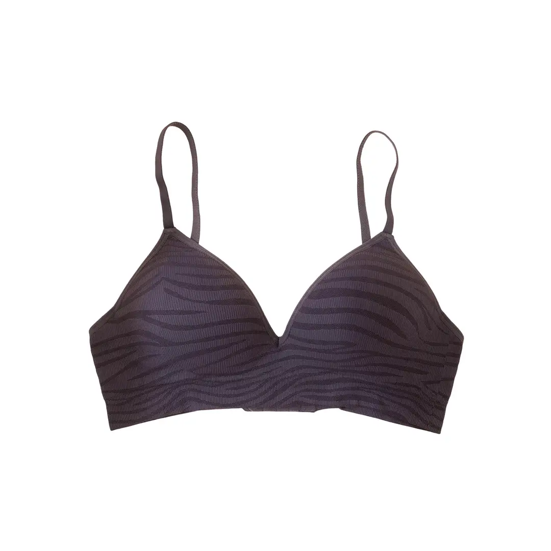 Zeriluna Deep V Zebra Print Fixed Cup Bra, Soft and Comfortable, Provides Balanced Support and Fits the Skin Without Restraint