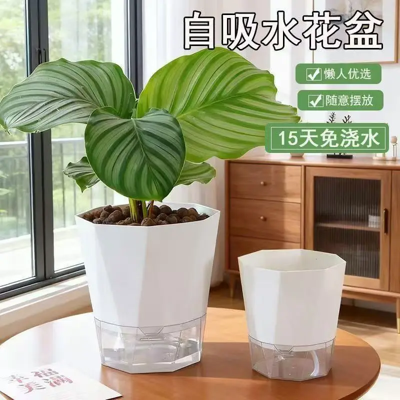 New Self-Watering Flower Pot, Self-Absorbing Water, Trendy Plastic Gallon Pot for Lazy Gardeners, Suitable for Green Plants, Roses, Orchids, and Succulents on the Balcony
