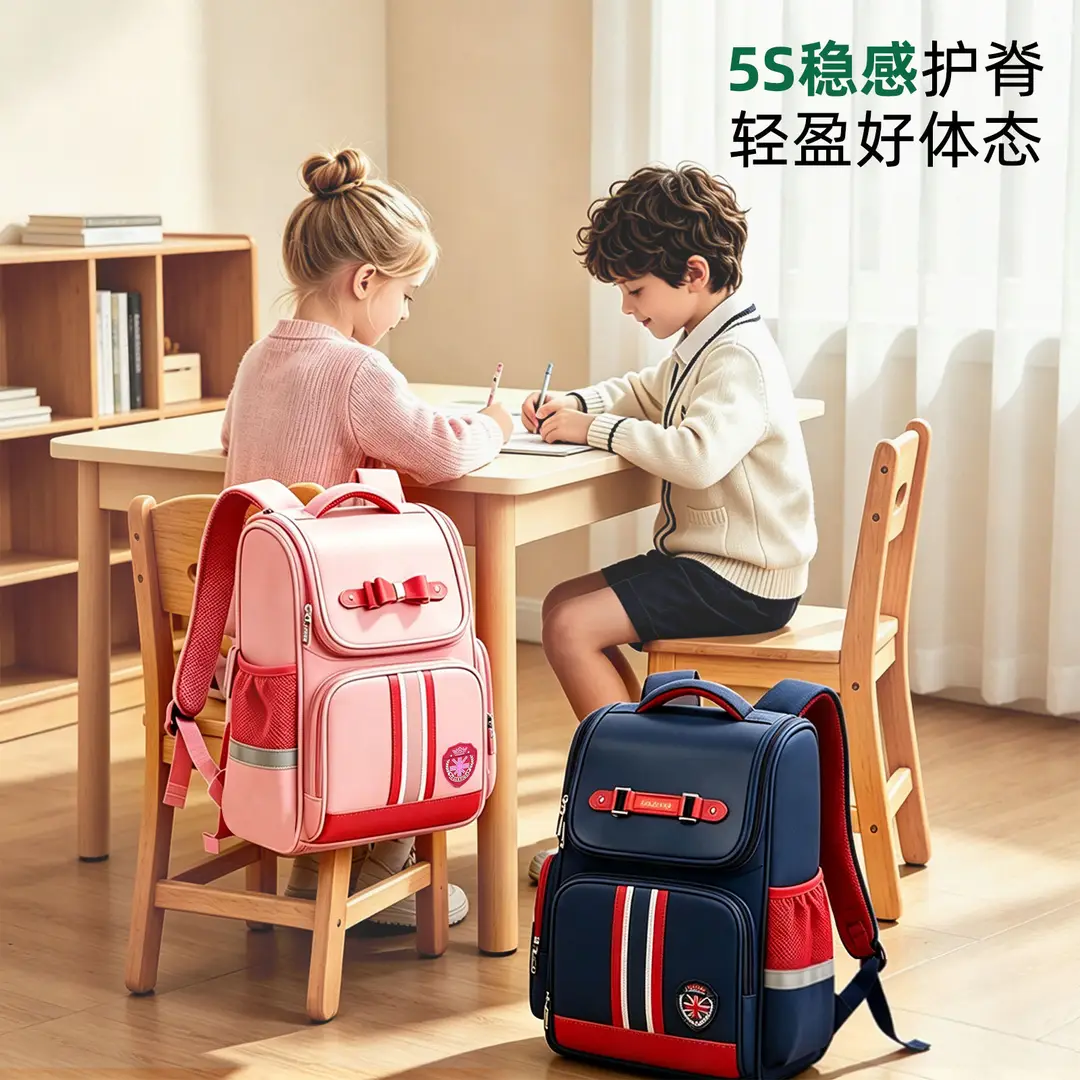 Children's Schoolbag for Boys, Primary School Students, Weight-Reducing and Tutoring Bag, Pencil Case Combination, Large-Capacity Backpack, Spine-Protecting, Comfortable and Waterproof