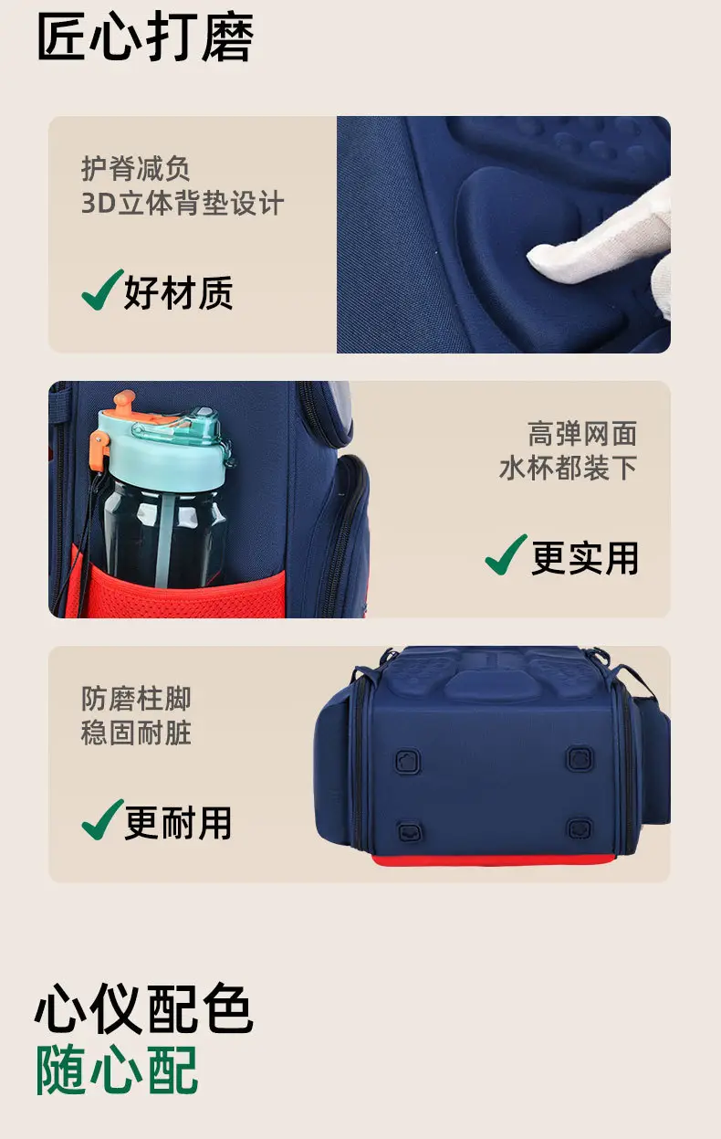 Children's Schoolbag for Boys, Primary School Students, Weight-Reducing and Tutoring Bag, Pencil Case Combination, Large-Capacity Backpack, Spine-Protecting, Comfortable and Waterproof — feature 17