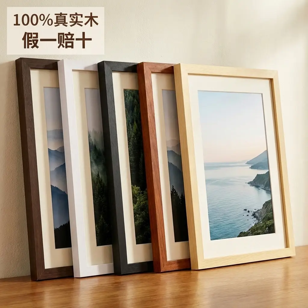 Customized Solid Wood Photo Frames A4A3 8K 16inch Wall-Mounted Picture Frames Natural Wood Photo Frames Wholesale Manufacturer