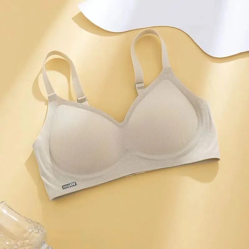 Pure Desire Seamless Nude Feel Underwear for Women, Jelly Soft Support, Side Breast Adjustment, Wireless Ultra-Thin Bra