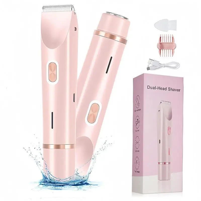 Cross-Border Hair Removal Device, Waterproof and Rechargeable, Women's Electric Shaver, Dual-Head Full-Body Shaver, Dry and Wet Dual-Use Hair Removal Device