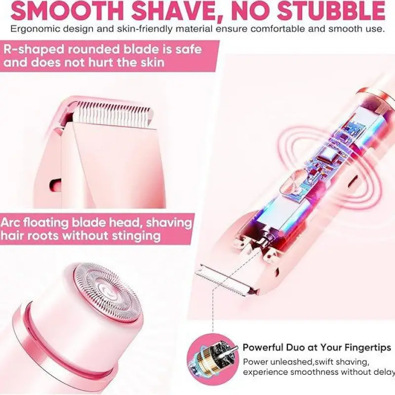 Cross-Border Hair Removal Device, Waterproof and Rechargeable, Women's Electric Shaver, Dual-Head Full-Body Shaver, Dry and Wet Dual-Use Hair Removal Device