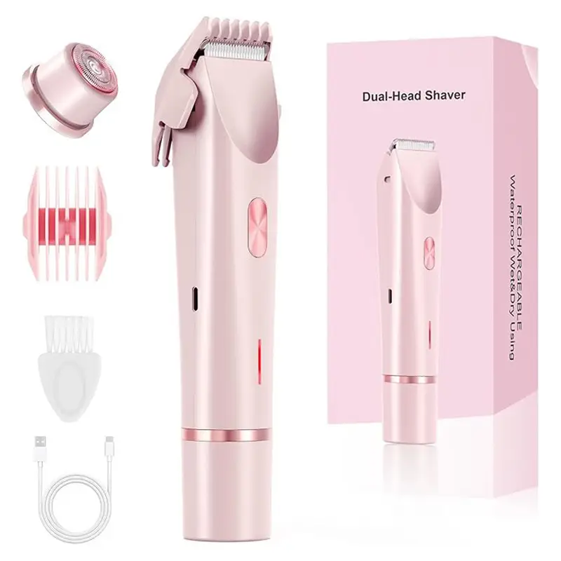 Cross-Border Hair Removal Device, Waterproof and Rechargeable, Women's Electric Shaver, Dual-Head Full-Body Shaver, Dry and Wet Dual-Use Hair Removal Device
