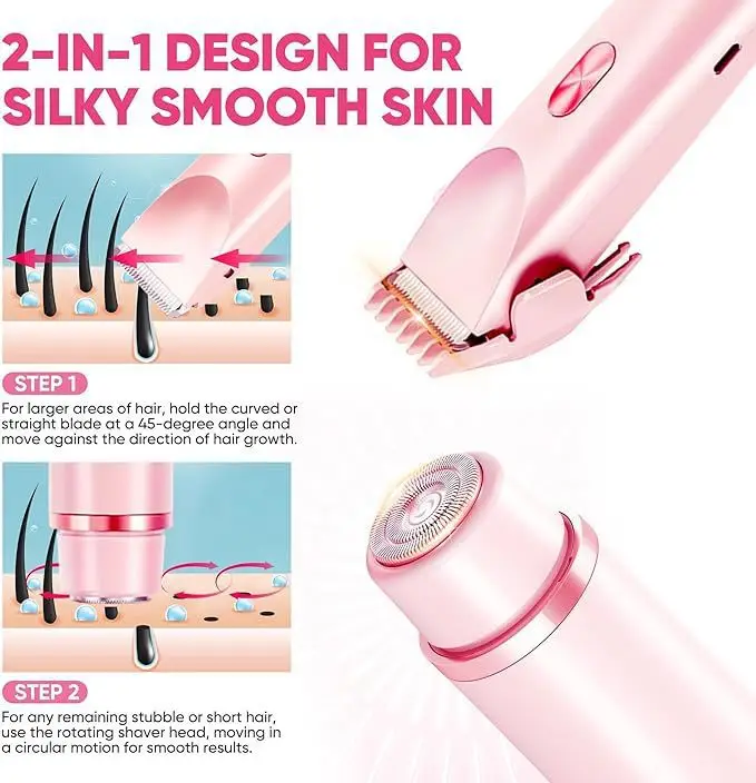 Cross-Border Hair Removal Device, Waterproof and Rechargeable, Women's Electric Shaver, Dual-Head Full-Body Shaver, Dry and Wet Dual-Use Hair Removal Device — feature 3