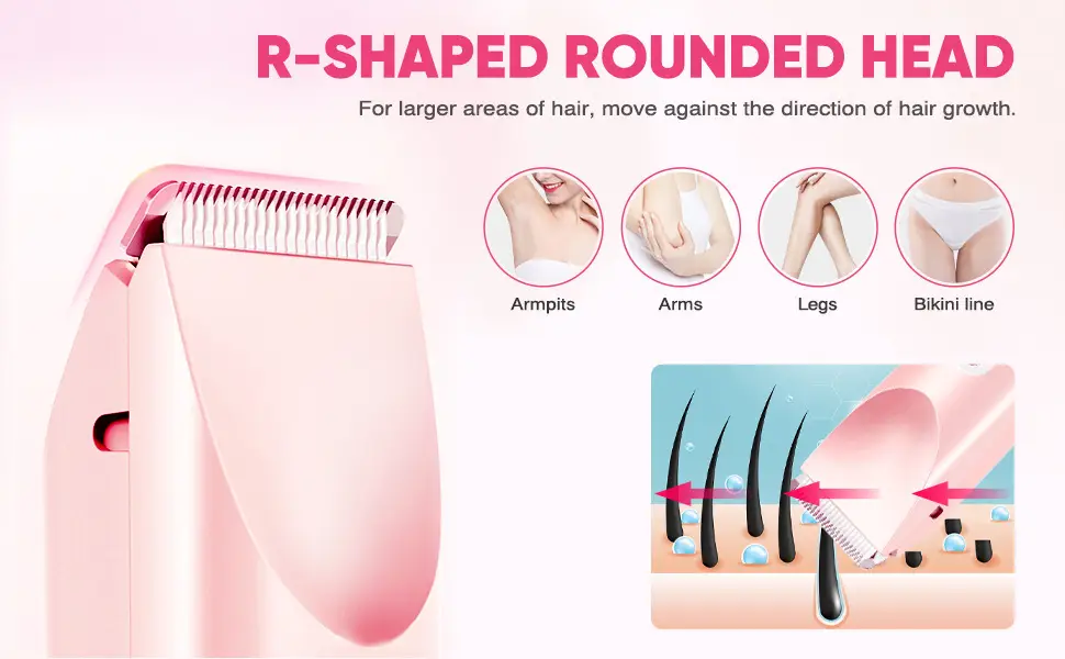 Cross-Border Hair Removal Device, Waterproof and Rechargeable, Women's Electric Shaver, Dual-Head Full-Body Shaver, Dry and Wet Dual-Use Hair Removal Device — feature 4
