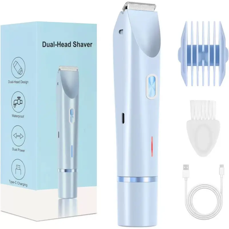 Cross-Border Hair Removal Device, Waterproof and Rechargeable, Women's Electric Shaver, Dual-Head Full-Body Shaver, Dry and Wet Dual-Use Hair Removal Device