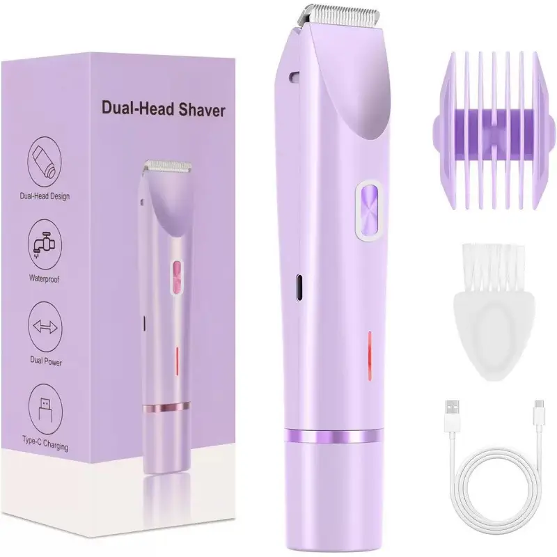 Cross-Border Hair Removal Device, Waterproof and Rechargeable, Women's Electric Shaver, Dual-Head Full-Body Shaver, Dry and Wet Dual-Use Hair Removal Device