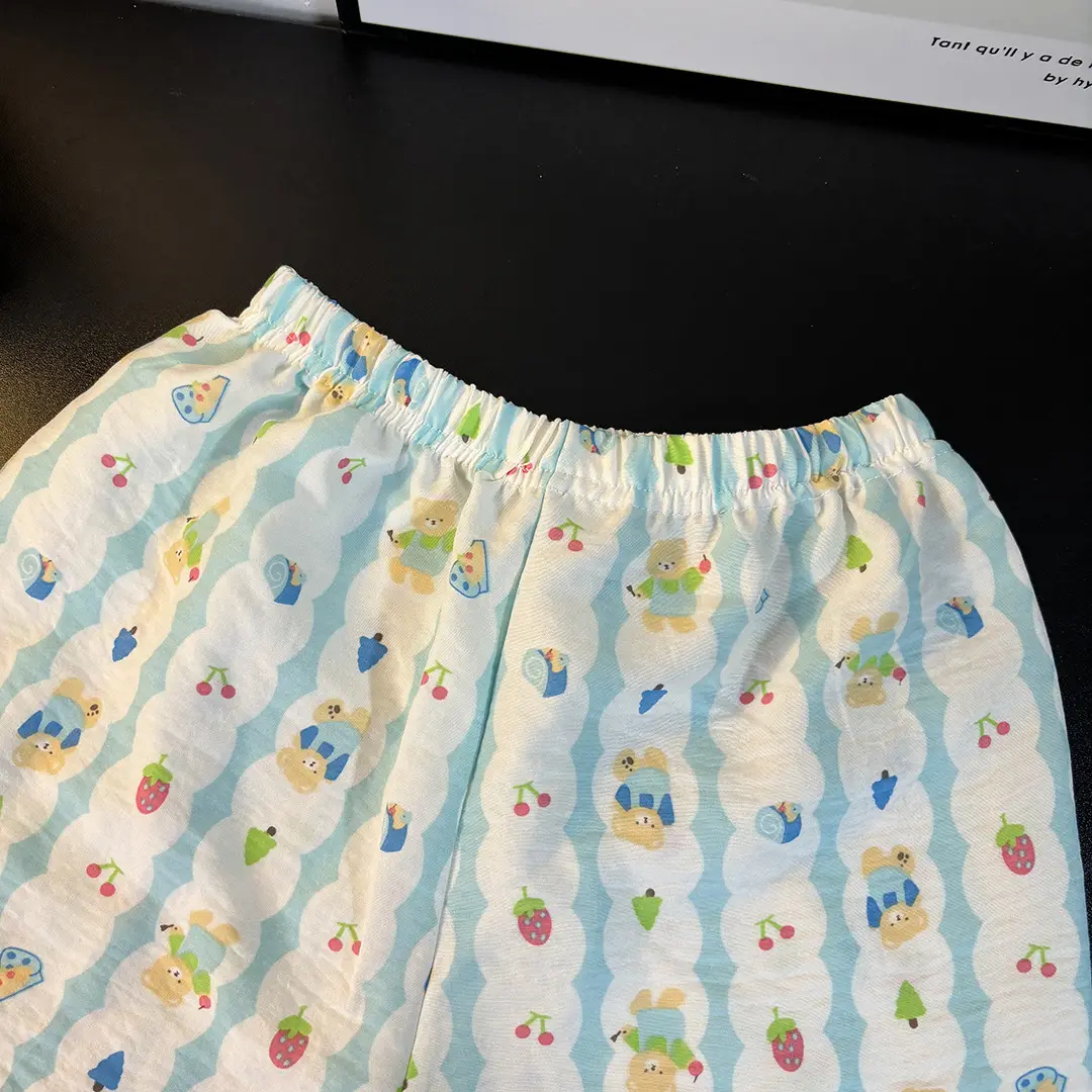 Boys' Stylish Cloud Cotton Home Clothes, Girls' Short-Sleeved Shorts, Thin Air-Conditioned Clothing, Kidsren's Summer Pajamas Set — feature 13