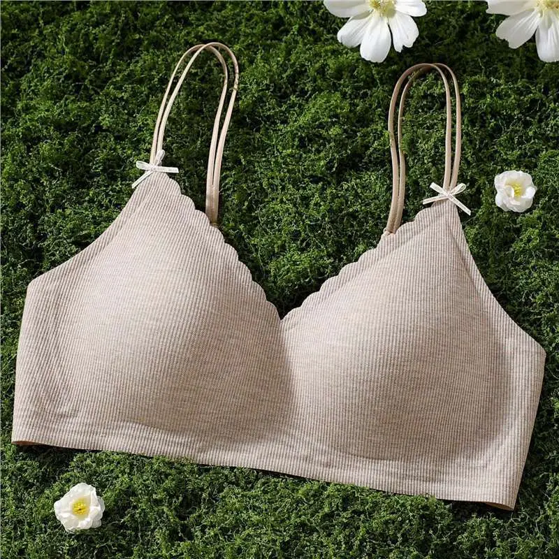 High-End Vertical Striped Underwear for Women, Soft and Comfortable, Lightweight, High-Quality, Wire-Free Bra That Makes Large Busts Appear Smaller