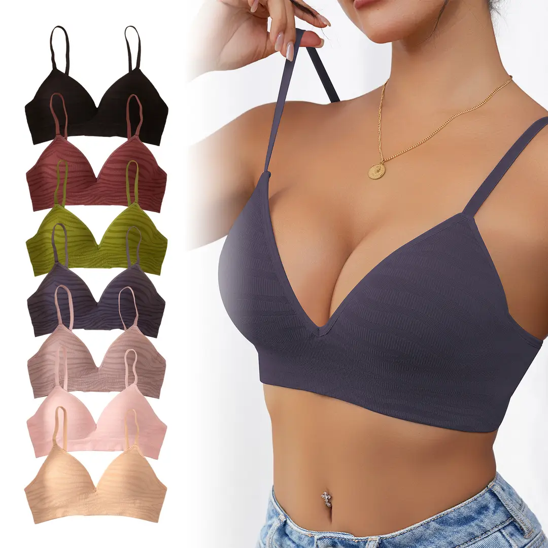 Zeriluna Deep V Zebra Print Fixed Cup Bra, Soft and Comfortable, Provides Balanced Support and Fits the Skin Without Restraint