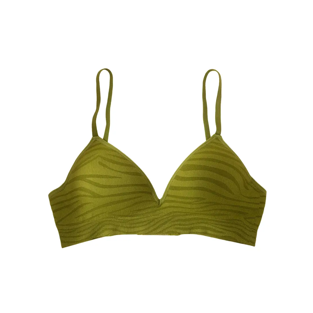 Zeriluna Deep V Zebra Print Fixed Cup Bra, Soft and Comfortable, Provides Balanced Support and Fits the Skin Without Restraint