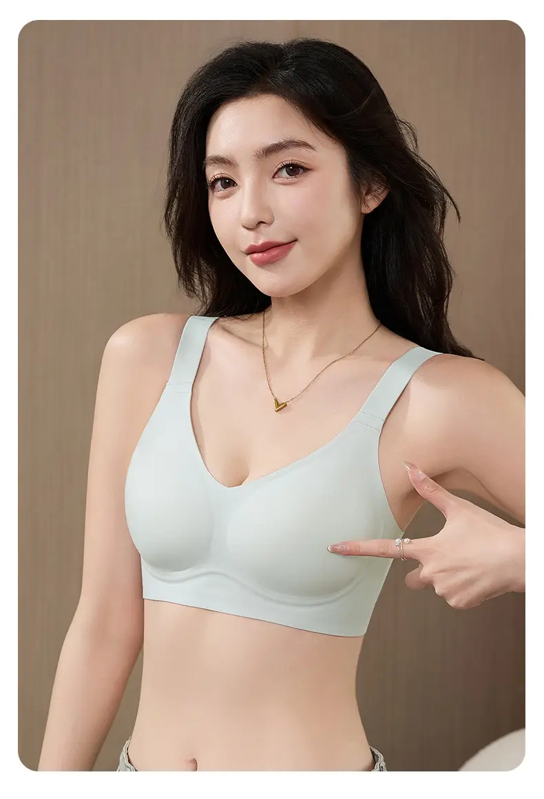 Jelly Soft Support Semi-Fixed Cup Smooth Seamless Wireless Comfortable Wide-Strap Bra with Gathering Effect, High Elasticity, Ultra-Soft, and Minimizes Appearance — feature 24
