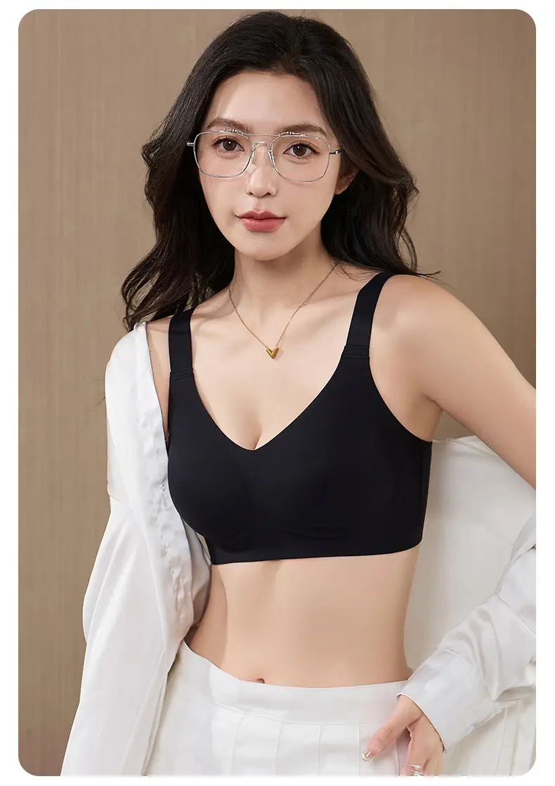 Jelly Soft Support Semi-Fixed Cup Smooth Seamless Wireless Comfortable Wide-Strap Bra with Gathering Effect, High Elasticity, Ultra-Soft, and Minimizes Appearance — feature 25