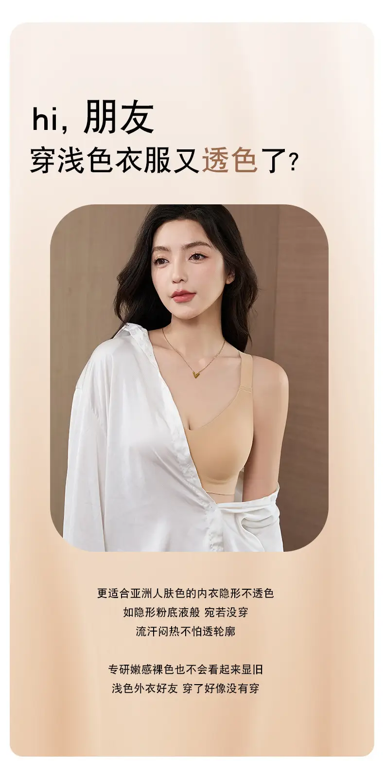 Jelly Soft Support Semi-Fixed Cup Smooth Seamless Wireless Comfortable Wide-Strap Bra with Gathering Effect, High Elasticity, Ultra-Soft, and Minimizes Appearance — feature 4