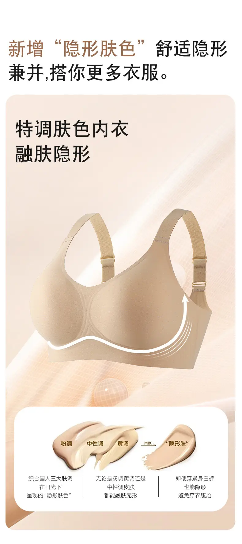 Jelly Soft Support Semi-Fixed Cup Smooth Seamless Wireless Comfortable Wide-Strap Bra with Gathering Effect, High Elasticity, Ultra-Soft, and Minimizes Appearance — feature 5