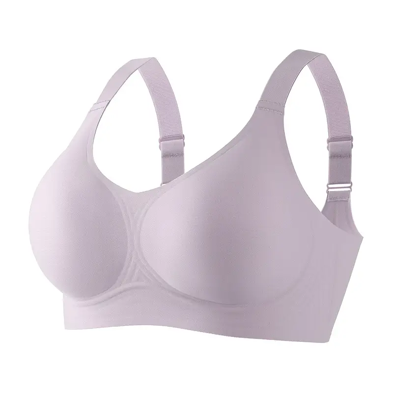 Jelly Soft Support Semi-Fixed Cup Smooth Seamless Wireless Comfortable Wide-Strap Bra with Gathering Effect, High Elasticity, Ultra-Soft, and Minimizes Appearance