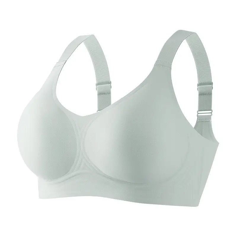 Jelly Soft Support Semi-Fixed Cup Smooth Seamless Wireless Comfortable Wide-Strap Bra with Gathering Effect, High Elasticity, Ultra-Soft, and Minimizes Appearance