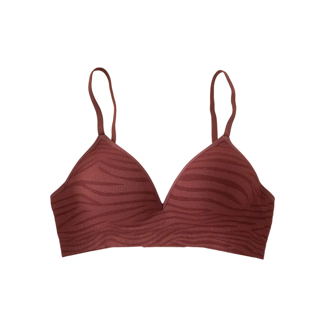 Zeriluna Deep V Zebra Print Fixed Cup Bra, Soft and Comfortable, Provides Balanced Support and Fits the Skin Without Restraint