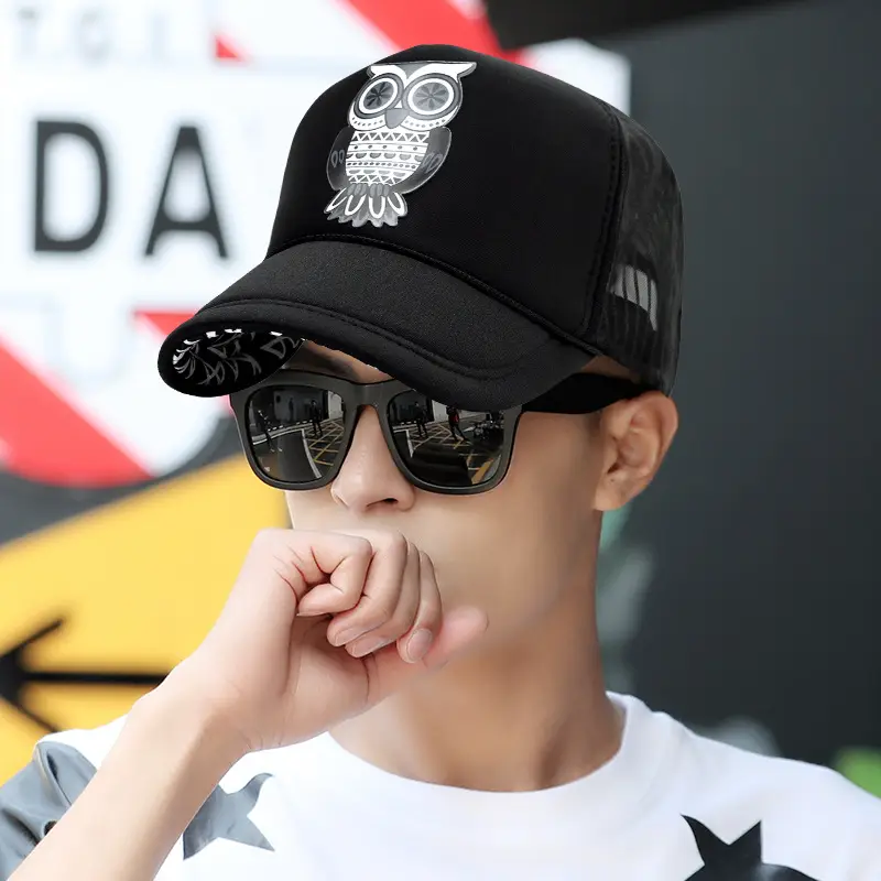 Owl Cartoon Cap White Black High Breathable Summer - Image 22