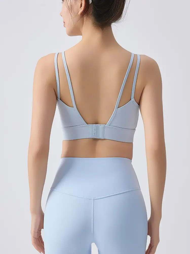 External Wear Training Shockproof Yoga Vest Sports Bra for Women Fitness with Integrated Fixed Cups