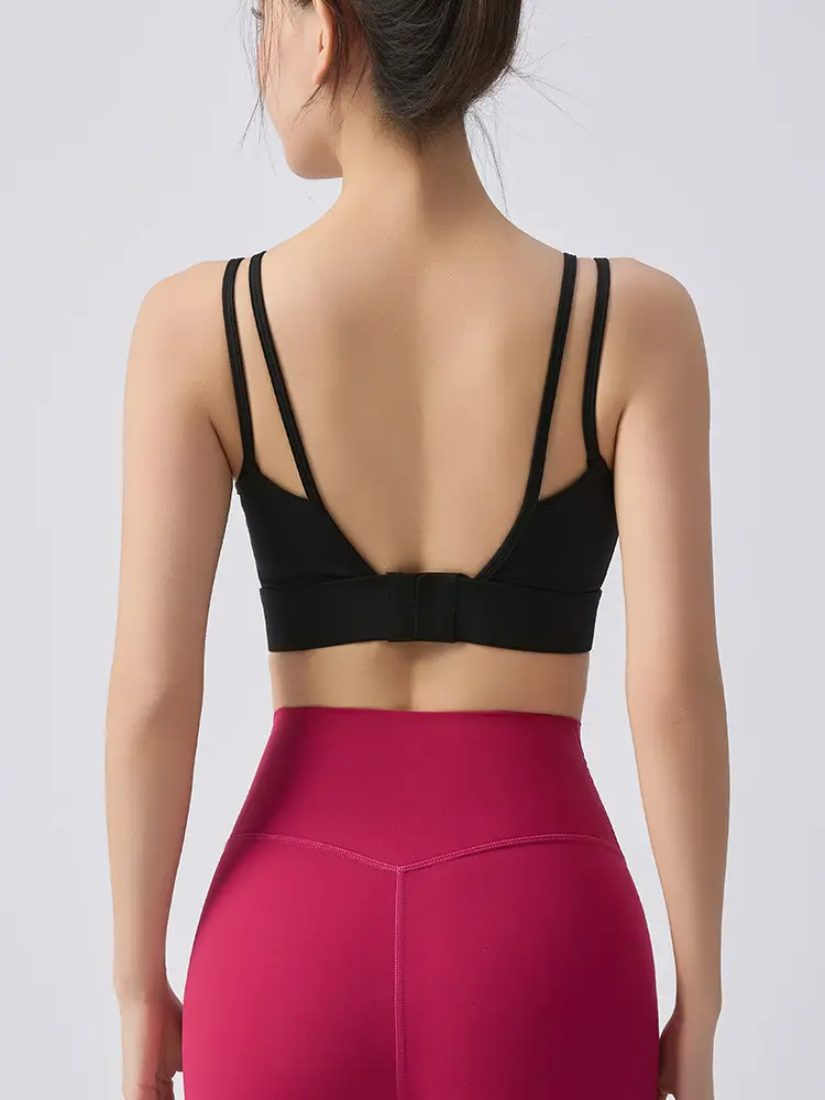 External Wear Training Shockproof Yoga Vest Sports Bra for Women Fitness with Integrated Fixed Cups