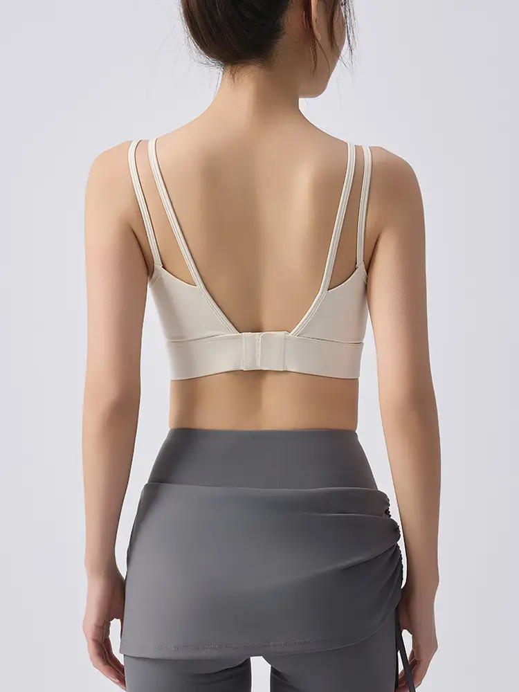 External Wear Training Shockproof Yoga Vest Sports Bra for Women Fitness with Integrated Fixed Cups