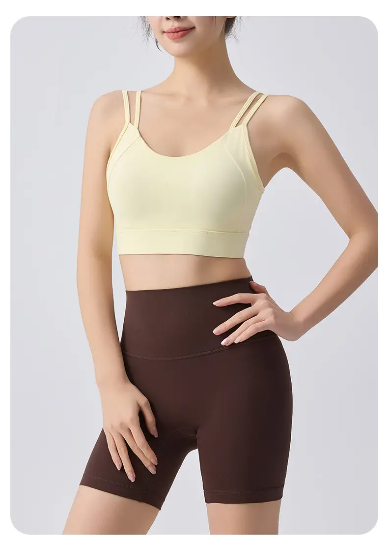 External Wear Training Shockproof Yoga Vest Sports Bra for Women Fitness with Integrated Fixed Cups — feature 13