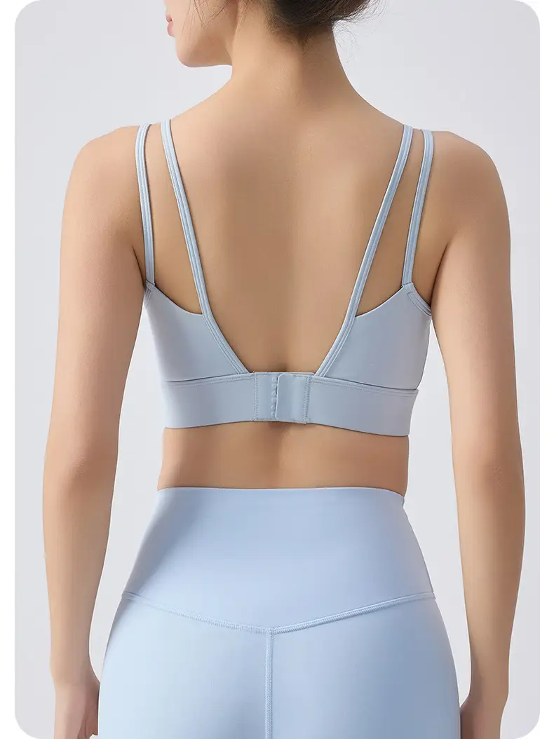 External Wear Training Shockproof Yoga Vest Sports Bra for Women Fitness with Integrated Fixed Cups — feature 17