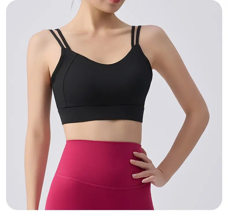 External Wear Training Shockproof Yoga Vest Sports Bra for Women Fitness with Integrated Fixed Cups — feature 19