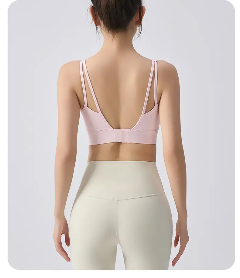 External Wear Training Shockproof Yoga Vest Sports Bra for Women Fitness with Integrated Fixed Cups — feature 21