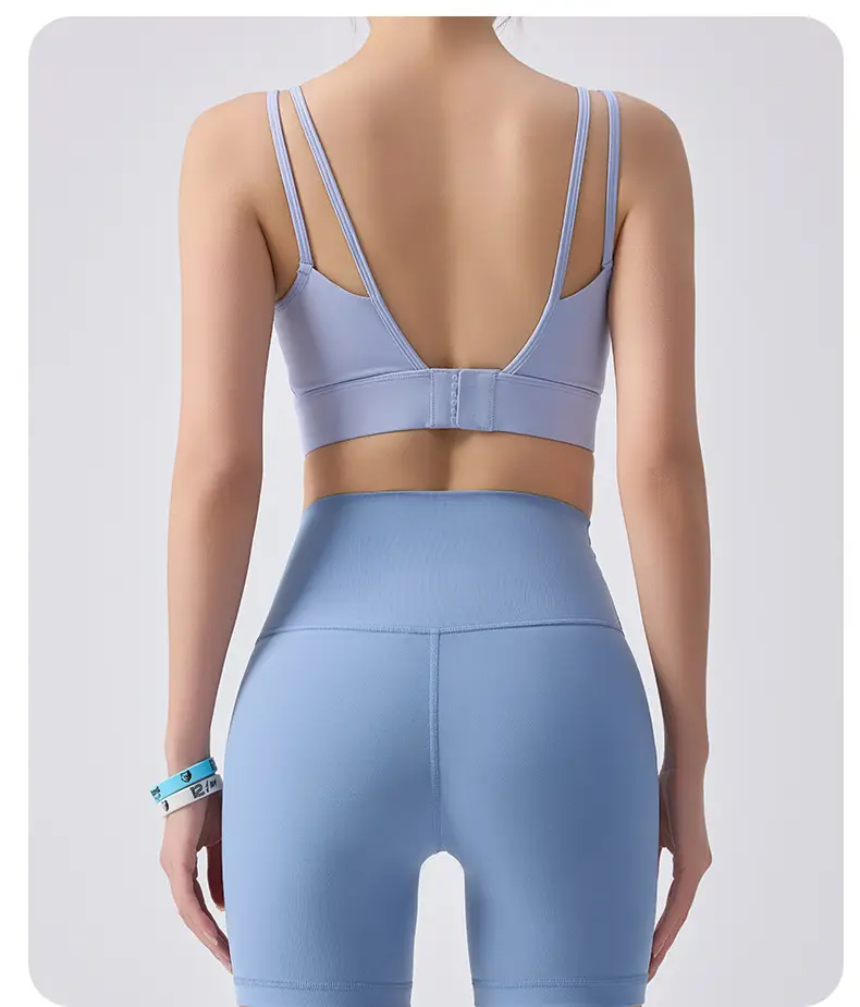 External Wear Training Shockproof Yoga Vest Sports Bra for Women Fitness with Integrated Fixed Cups — feature 25