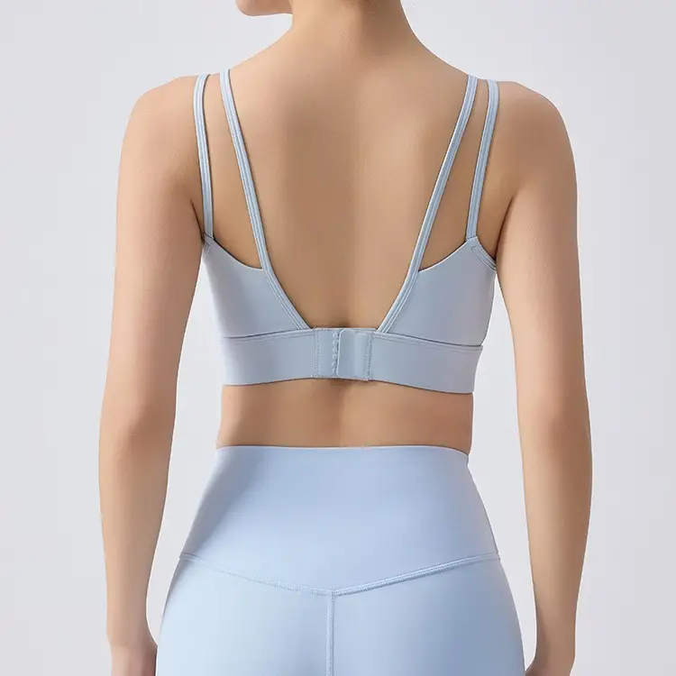 External Wear Training Shockproof Yoga Vest Sports Bra for Women Fitness with Integrated Fixed Cups