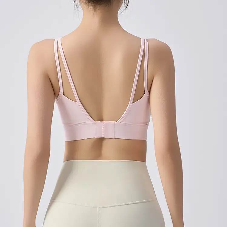 External Wear Training Shockproof Yoga Vest Sports Bra for Women Fitness with Integrated Fixed Cups