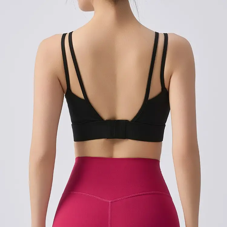 External Wear Training Shockproof Yoga Vest Sports Bra for Women Fitness with Integrated Fixed Cups
