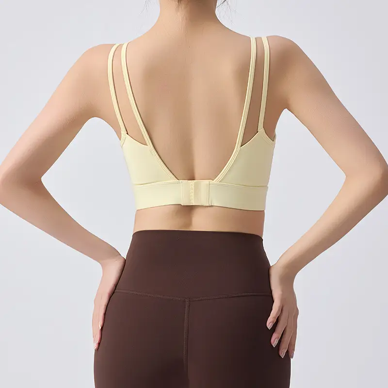 External Wear Training Shockproof Yoga Vest Sports Bra for Women Fitness with Integrated Fixed Cups