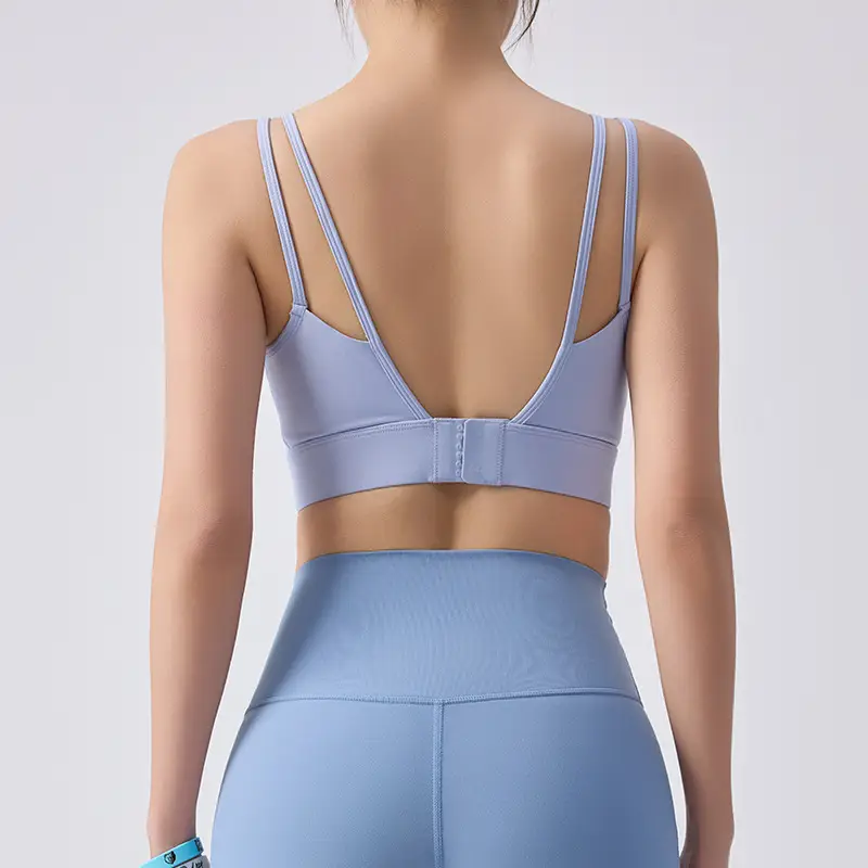 External Wear Training Shockproof Yoga Vest Sports Bra for Women Fitness with Integrated Fixed Cups