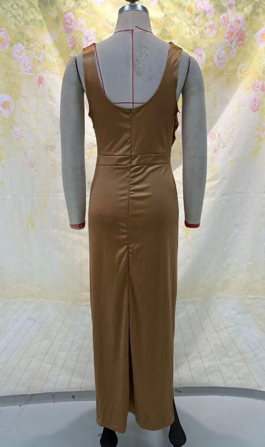 Summer New Amazon Cross-Border Foreign Trade Banquet Dress Sleeveless Hem Slit Solid Color Slim Fit Dress for Women — feature 15