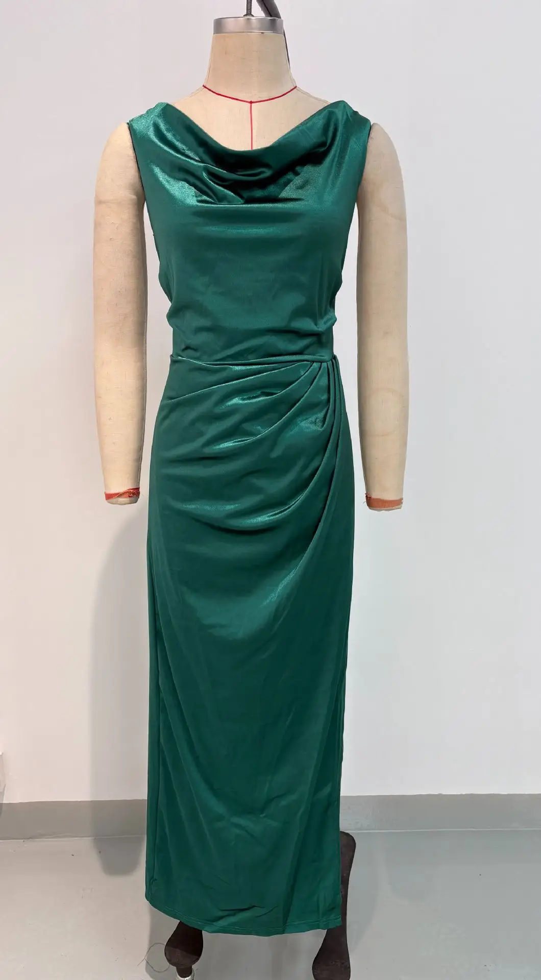 Summer New Amazon Cross-Border Foreign Trade Banquet Dress Sleeveless Hem Slit Solid Color Slim Fit Dress for Women — feature 25
