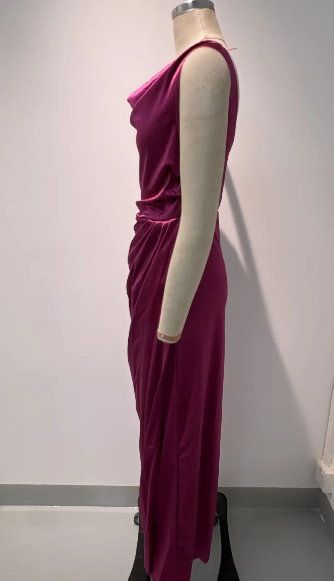 Summer New Amazon Cross-Border Foreign Trade Banquet Dress Sleeveless Hem Slit Solid Color Slim Fit Dress for Women — feature 8