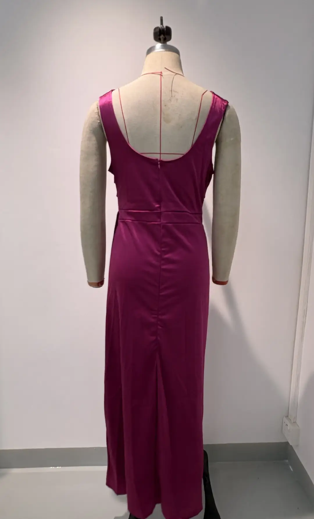 Summer New Amazon Cross-Border Foreign Trade Banquet Dress Sleeveless Hem Slit Solid Color Slim Fit Dress for Women — feature 9