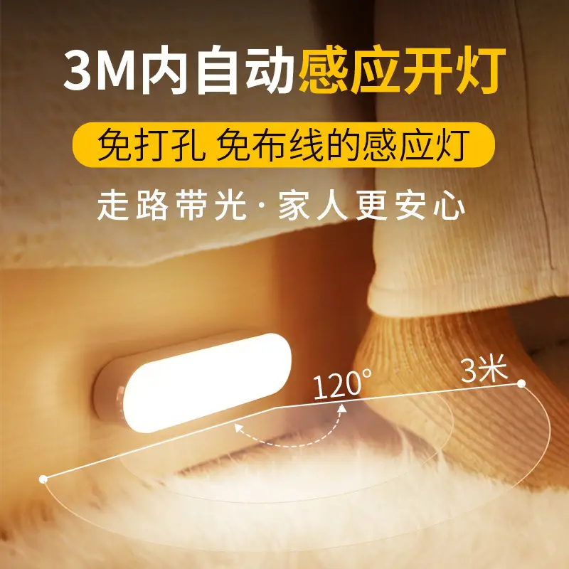 Intelligent Human Body Sensor Night Light for Bedroom, Voice-Controlled, Wireless Charging, Suitable for Hallways, Corridors, and Bedside Use - Image 2