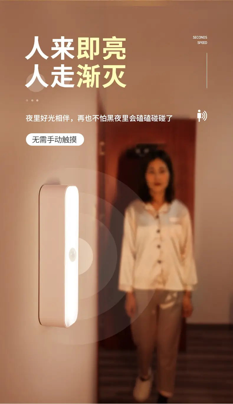 Intelligent Human Body Sensor Night Light for Bedroom, Voice-Controlled, Wireless Charging, Suitable for Hallways, Corridors, and Bedside Use — feature 5
