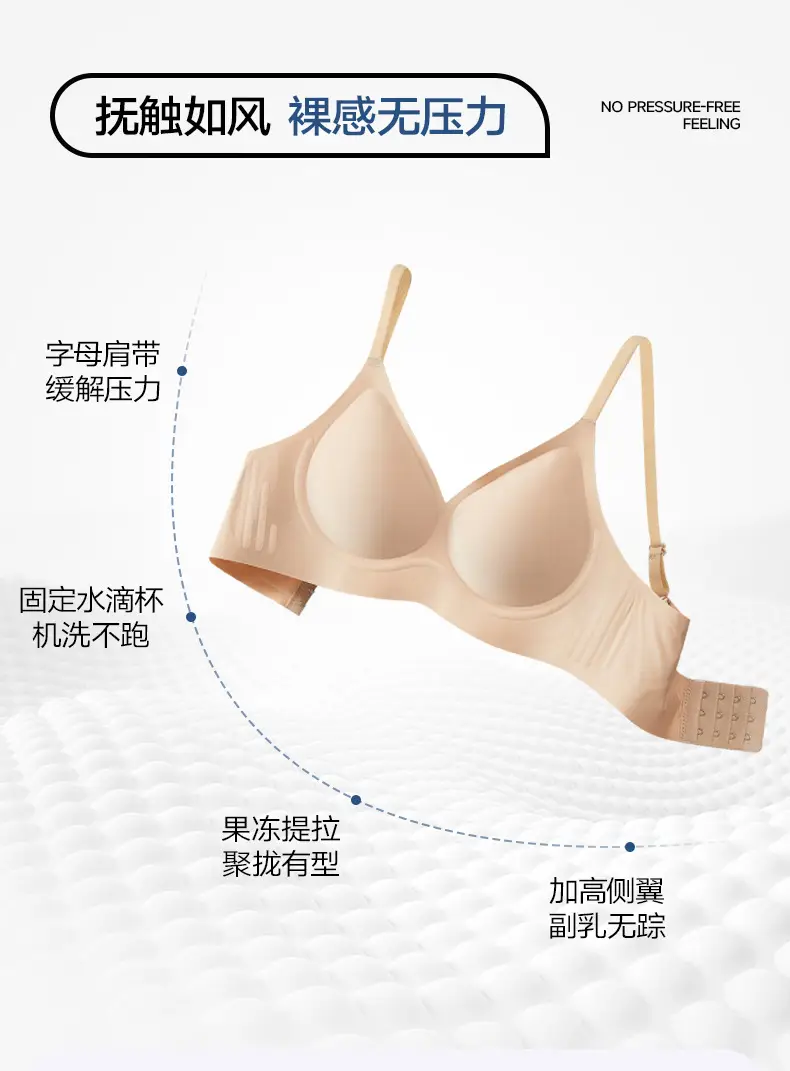 Seamless Bra with No Underwire, Jelly-Like Soft Support, Side Breast Gathering, Fixed Cups, Ultra-Soft and Thin Bra — feature 10