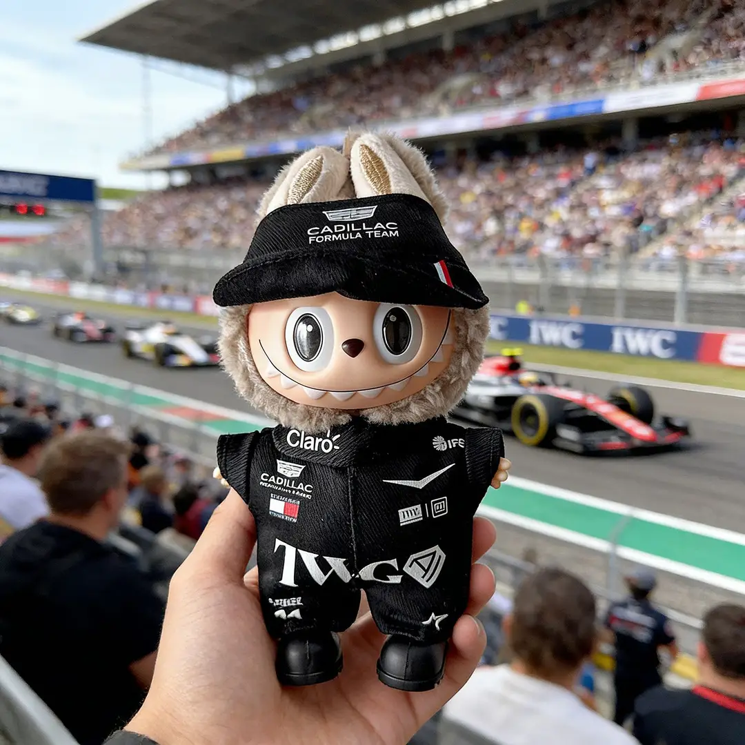 First, Second, and Third Generation Labubu Doll Clothes Racing Suit F1 Mclaren New Season 17cm Labubu Clothes and Hats Wholesale — feature 17