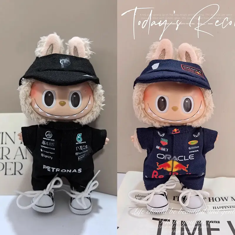 First, Second, and Third Generation Labubu Doll Clothes Racing Suit F1 Mclaren New Season 17cm Labubu Clothes and Hats Wholesale — feature 9