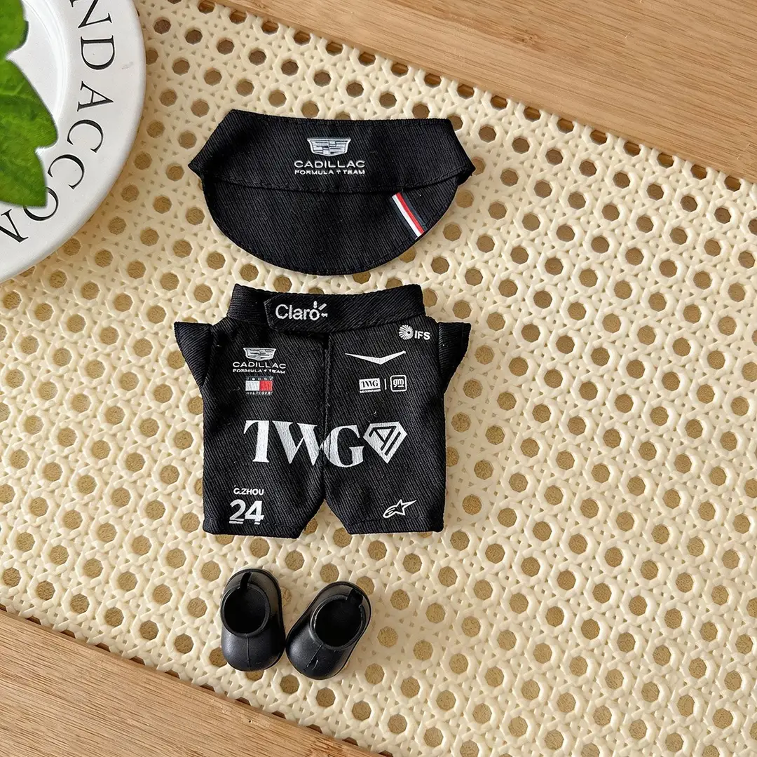 First, Second, and Third Generation Labubu Doll Clothes Racing Suit F1 Mclaren New Season 17cm Labubu Clothes and Hats Wholesale