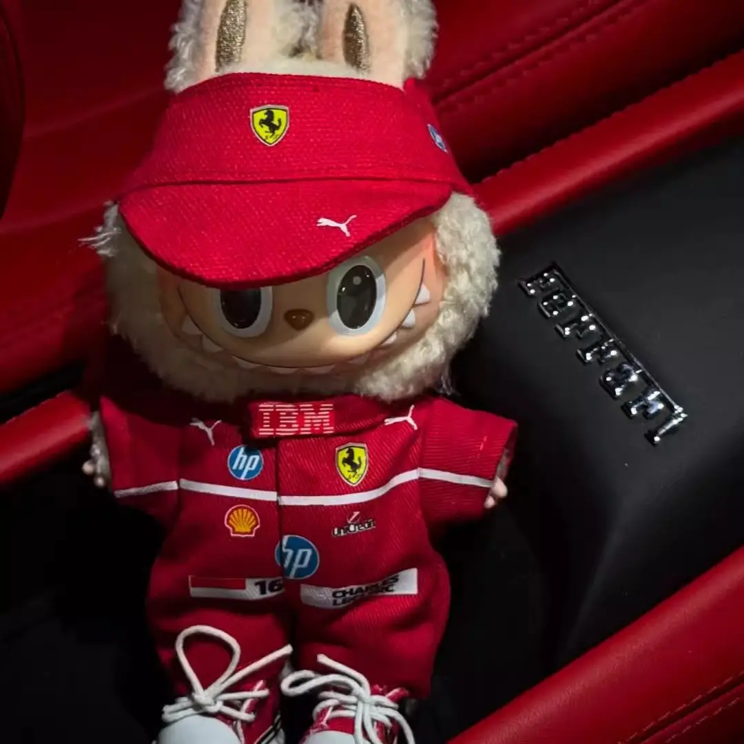 First, Second, and Third Generation Labubu Doll Clothes Racing Suit F1 Mclaren New Season 17cm Labubu Clothes and Hats Wholesale